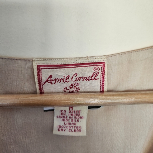 Vintage April Cornell Silk And Cotton Floral Embroidery Dress Medium - Picture 7 of 11